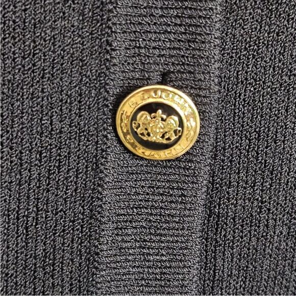 St. John Black Knit Cardigan with Gold Accents - Picture 9 of 11